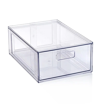 Mainstays Clear Glossy Plastic Pull-Out Closet Drawer Medium Size, Adult Size, dimension：14" L x 9.8" W x 5.5" H