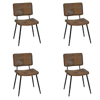 Homy Casa Dining Chairs Set of 4 - Upholstery Side Chairs with Seam Decor Metal Legs for Dining Room Kitchen Bistro