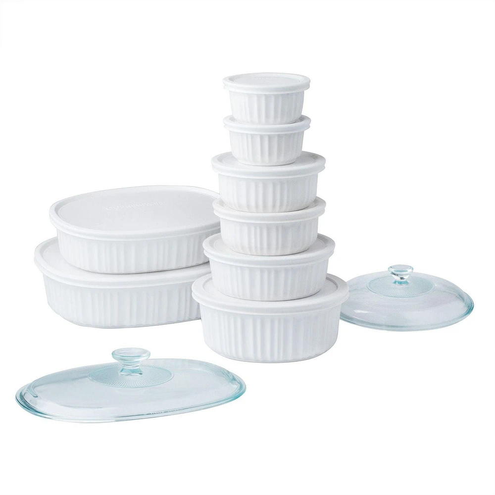 CorningWare French White 18-Piece Bakeware Set