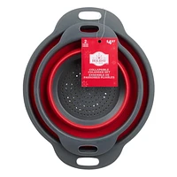 Holiday Time 2-Pack Collapsible Colander Set, Red and Black