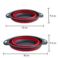 Holiday Time 2-Pack Collapsible Colander Set, Red and Black