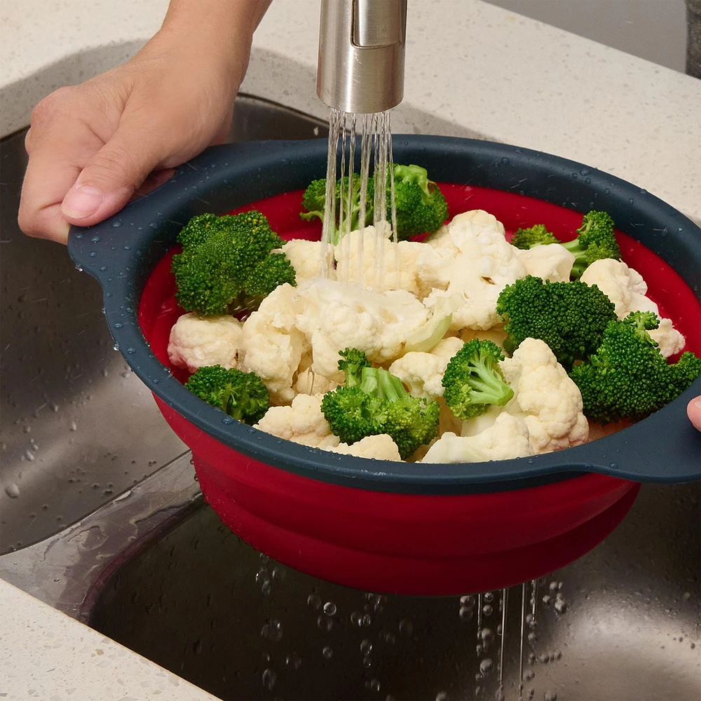 Holiday Time 2-Pack Collapsible Colander Set, Red and Black