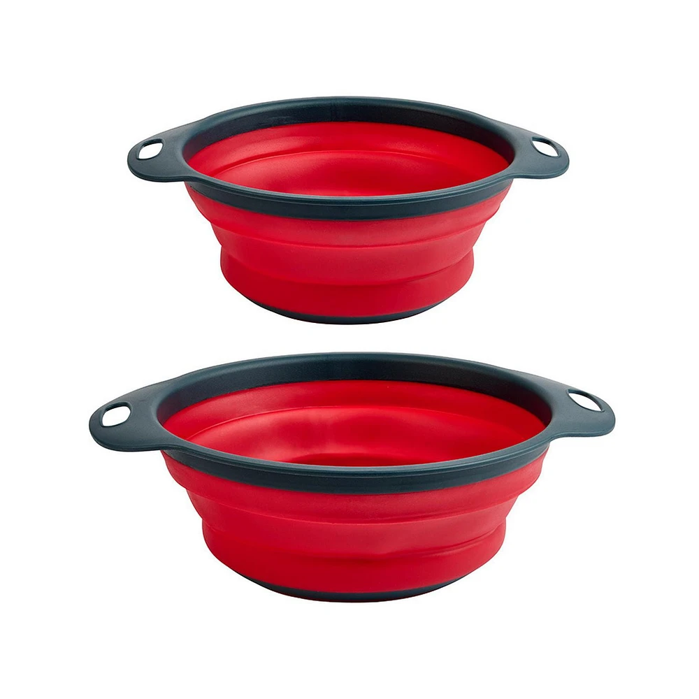 Holiday Time 2-Pack Collapsible Colander Set, Red and Black