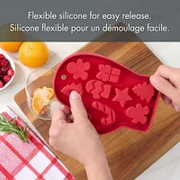 Holiday Time Silicone Ice Tray, Mitten Shape, Red