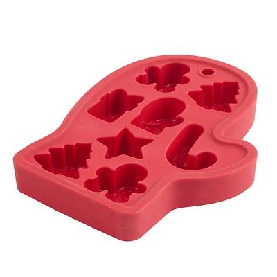 Holiday Time Silicone Ice Tray, Mitten Shape, Red