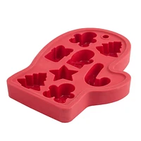 Holiday Time Silicone Ice Tray, Mitten Shape, Red