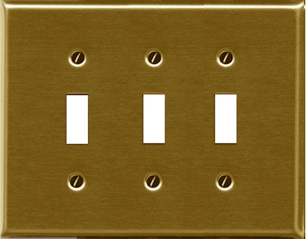 Atron Electro Industries Traditional Brass Triple Toggle Wall Plate