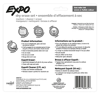 Expo Low Odour Dry Erase Marker Set with White Board Eraser and Cleaner, Fine Tip Dry-Erase Markers, Assorted Colours, 7-Piece Set