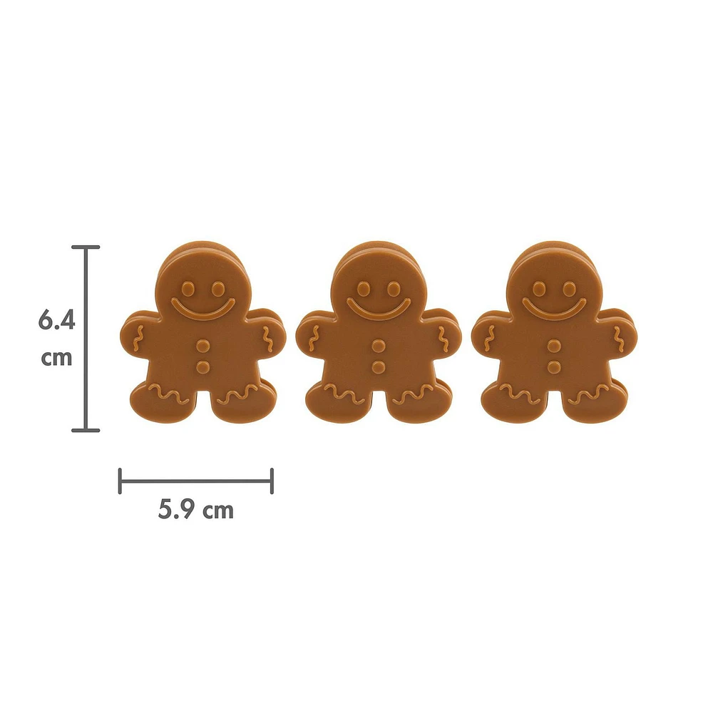 Holiday Time 3-Pack Bag Clips, Gingerbread Cookie, Brown