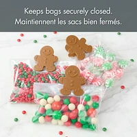 Holiday Time 3-Pack Bag Clips, Gingerbread Cookie, Brown