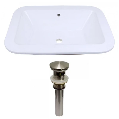 American Imaginations 21.75-in. W Drop In White Bathroom Vessel Sink Set For Wall Mount Drilling AI