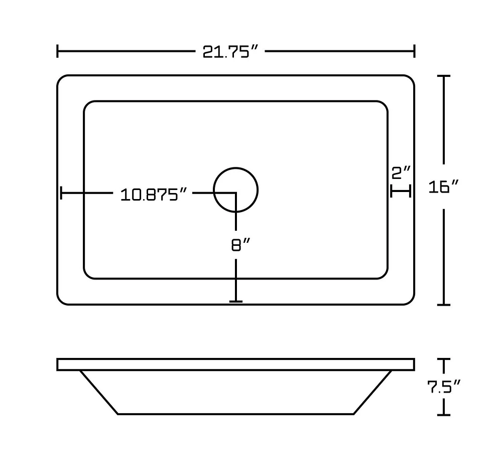 American Imaginations 21.75-in. W Drop In White Bathroom Vessel Sink Set For Wall Mount Drilling AI