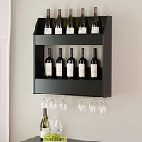 Prepac 28 in W x 28.5 in H x 7.25 in D Two-Tier Floating Wine and Liquor Rack