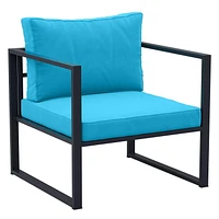 CorLiving Delia 4-Piece Rust Resistant Heavy-Duty Steel Frame Patio Conversation Set with Chairs and Loveseat with Cushions, and Coffee Table