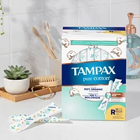 Tampax Pure Cotton Tampons, Contains 100% Organic Cotton Core, Super Absorbency, Unscented, 24CT