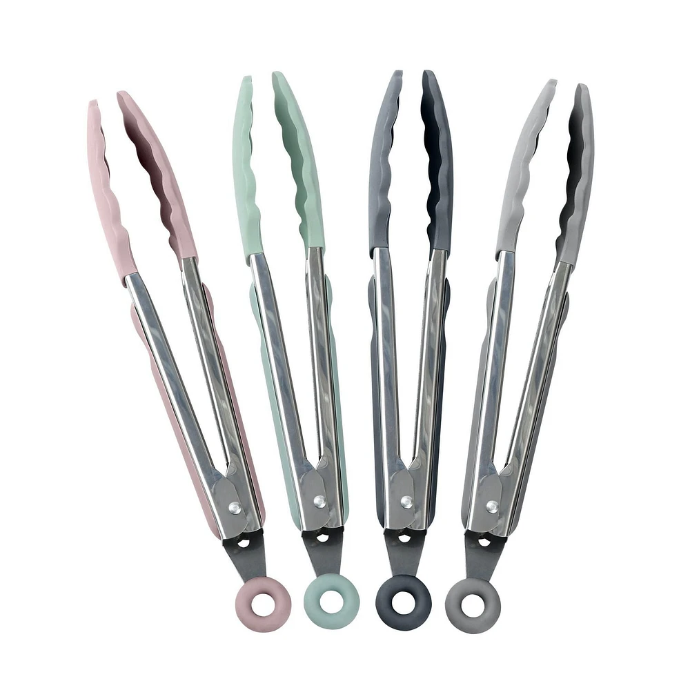 Mainstays 9" Stainless Steel Locking Tongs with Silicone Head, Mainstays 9" Locking Tongs