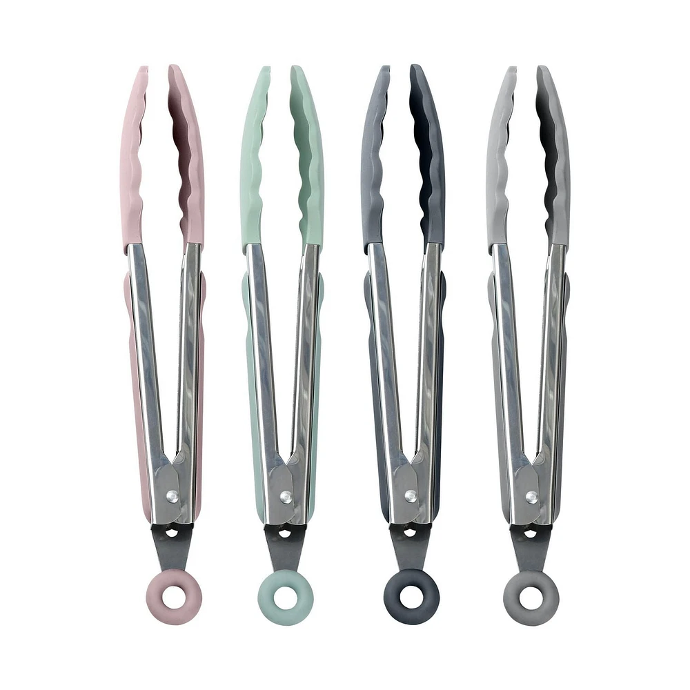 Mainstays 9" Stainless Steel Locking Tongs with Silicone Head, Mainstays 9" Locking Tongs