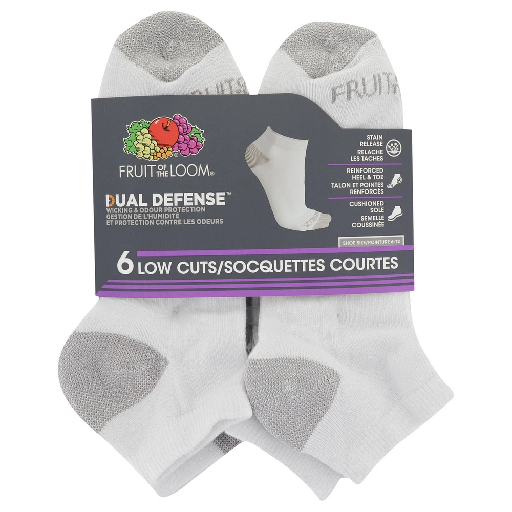 Fruit of the Loom Men's Dual Defense Low Cut Socks 6 Pairs