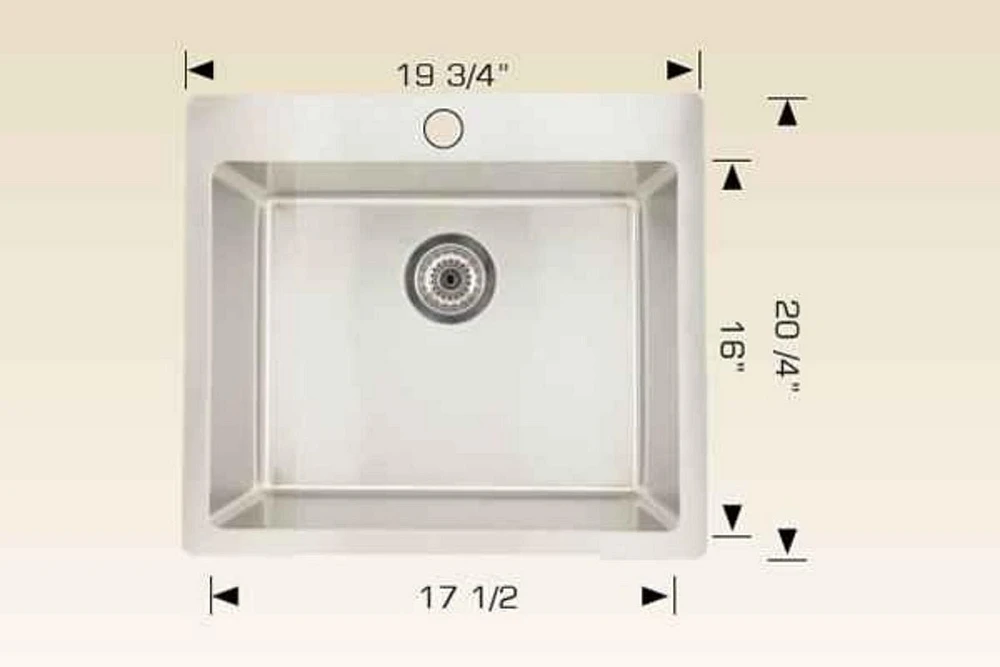 American Imaginations 20-in. W Above Counter Brushed Nickel Kitchen Sink Set For 1 Hole Center Faucet - Strainer Included AI-31743