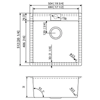 American Imaginations 20-in. W Above Counter Brushed Nickel Kitchen Sink Set For 1 Hole Center Faucet - Strainer Included AI-31743