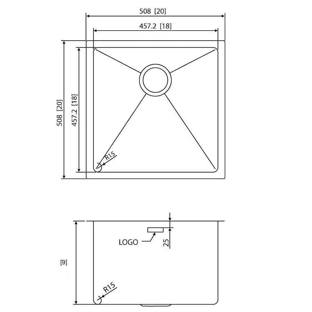 American Imaginations 20-in. W Undermount Brushed Nickel Laundry Sink Set For Wall Mount Drilling - Strainer Included AI-31747