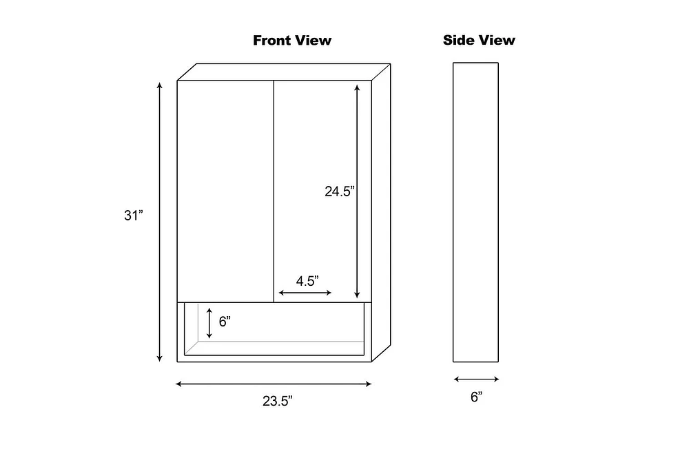 American Imaginations 23.5-in. W 31-in. H Modern Plywood-Veneer Medicine Cabinet In White AI-31755