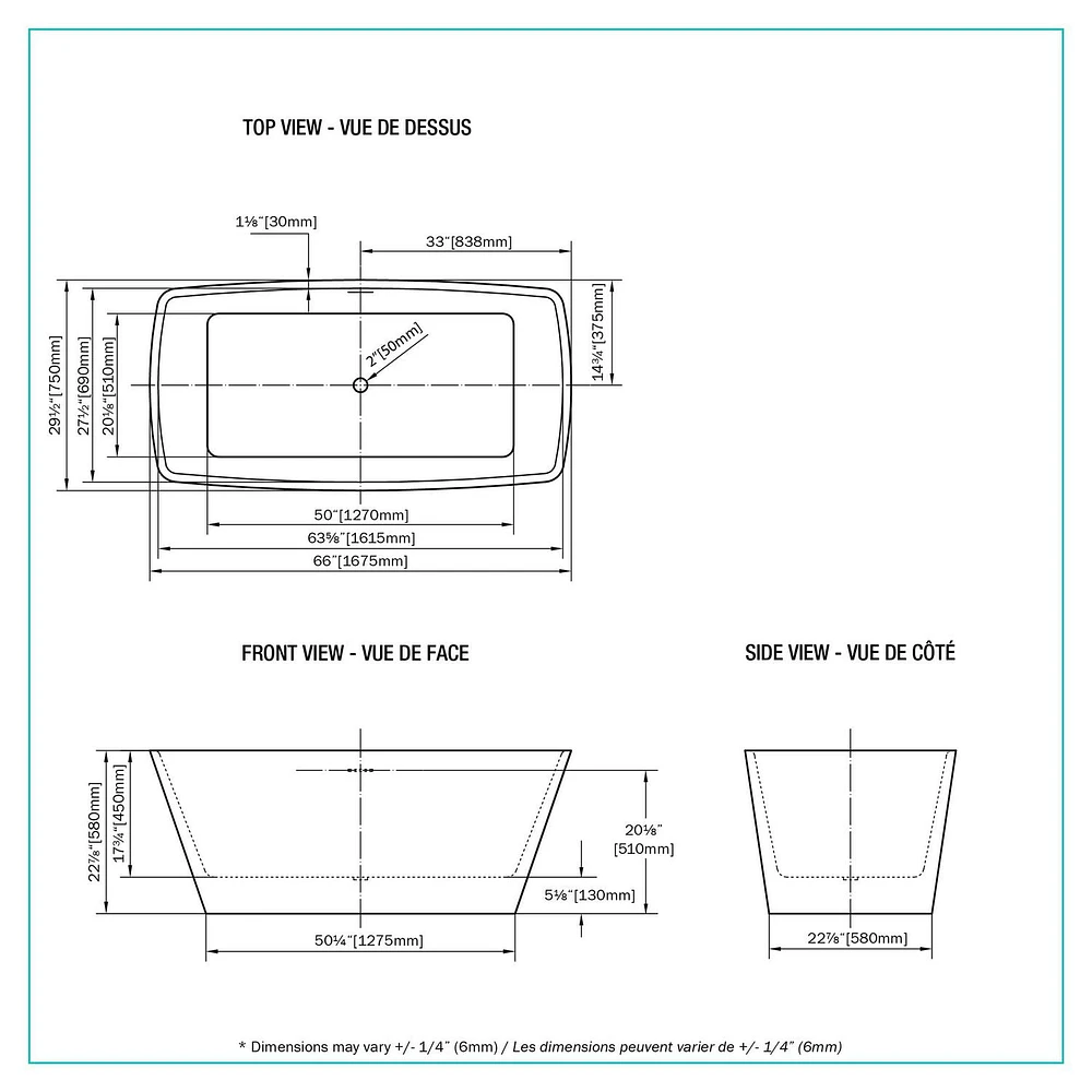 A&E Bath and Shower CHESTER-66 FREESTANDING BATHTUB