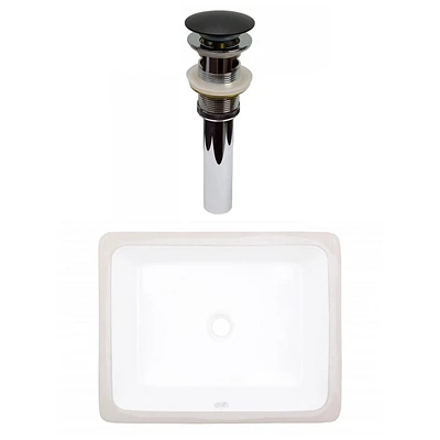 American Imaginations 19.5-in. W CUPC Rectangle Bathroom Undermount Sink Set In White - Black Hardware - Overflow Drain Incl. AI-31789