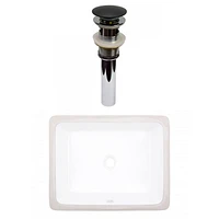 American Imaginations 19.5-in. W CUPC Rectangle Bathroom Undermount Sink Set In White - Black Hardware - Overflow Drain Incl. AI-31789