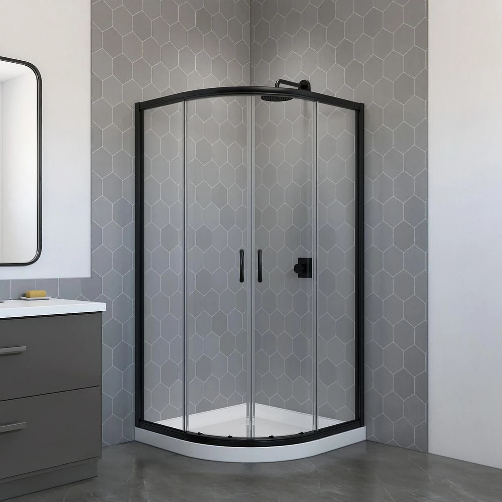 A&E Bath and Shower MONA-36-BLK-NW SHOWER NO WALLS