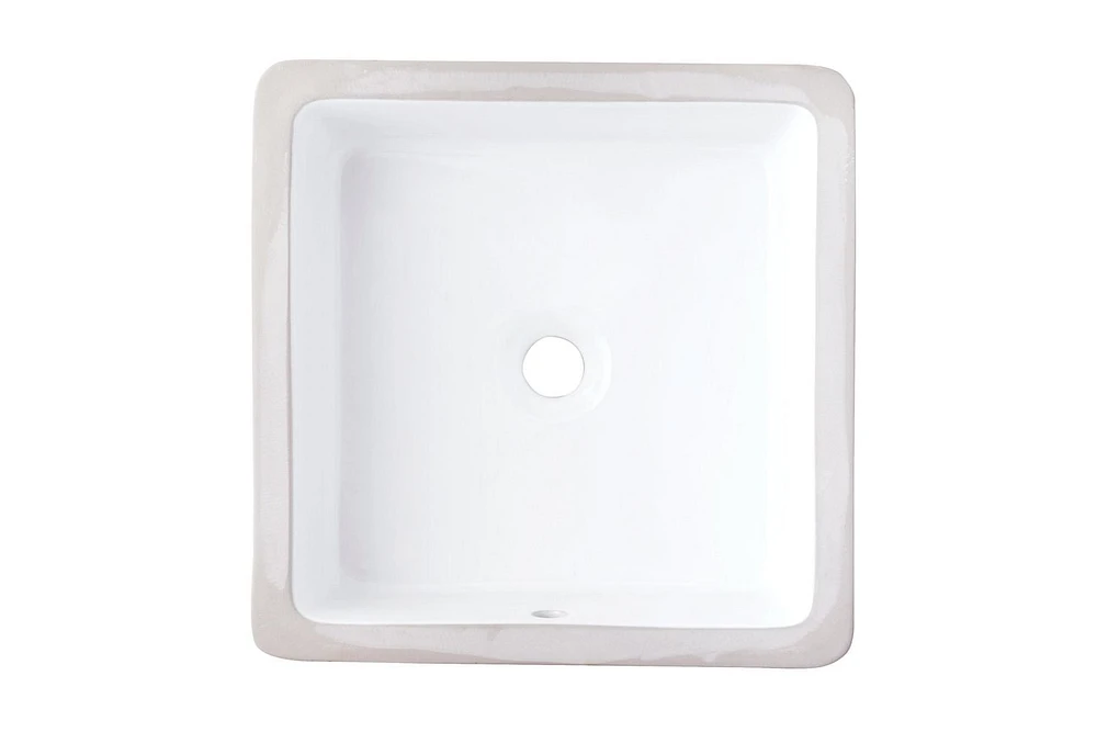 American Imaginations 16-in. W CUPC Square Bathroom Undermount Sink Set In White - Black Hardware - Overflow Drain Incl. AI-31807