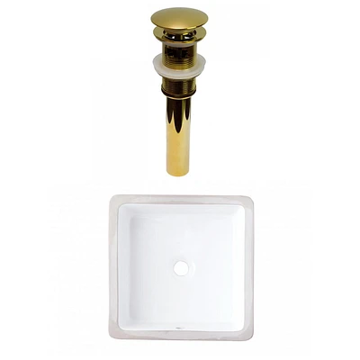 American Imaginations 16-in. W CUPC Square Bathroom Undermount Sink Set In White - Gold Hardware - Overflow Drain Incl. AI-31810