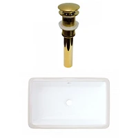 American Imaginations -in. W CUPC Rectangle Bathroom Undermount Sink Set In White - Gold Hardware