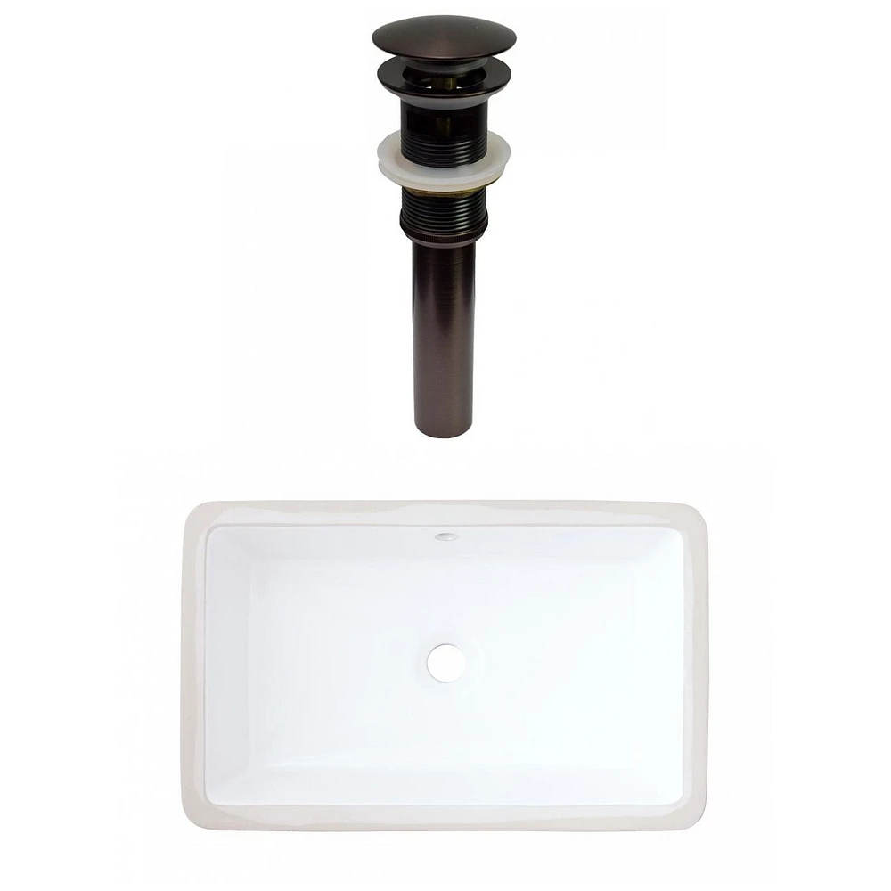 American Imaginations 21.875-in. W CUPC Rectangle Bathroom Undermount Sink Set In White - Oil Rubbed Bronze Hardware - Overflow Drain Incl. AI-31817