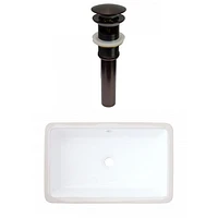 American Imaginations 21.875-in. W CUPC Rectangle Bathroom Undermount Sink Set In White - Oil Rubbed Bronze Hardware - Overflow Drain Incl. AI-31817