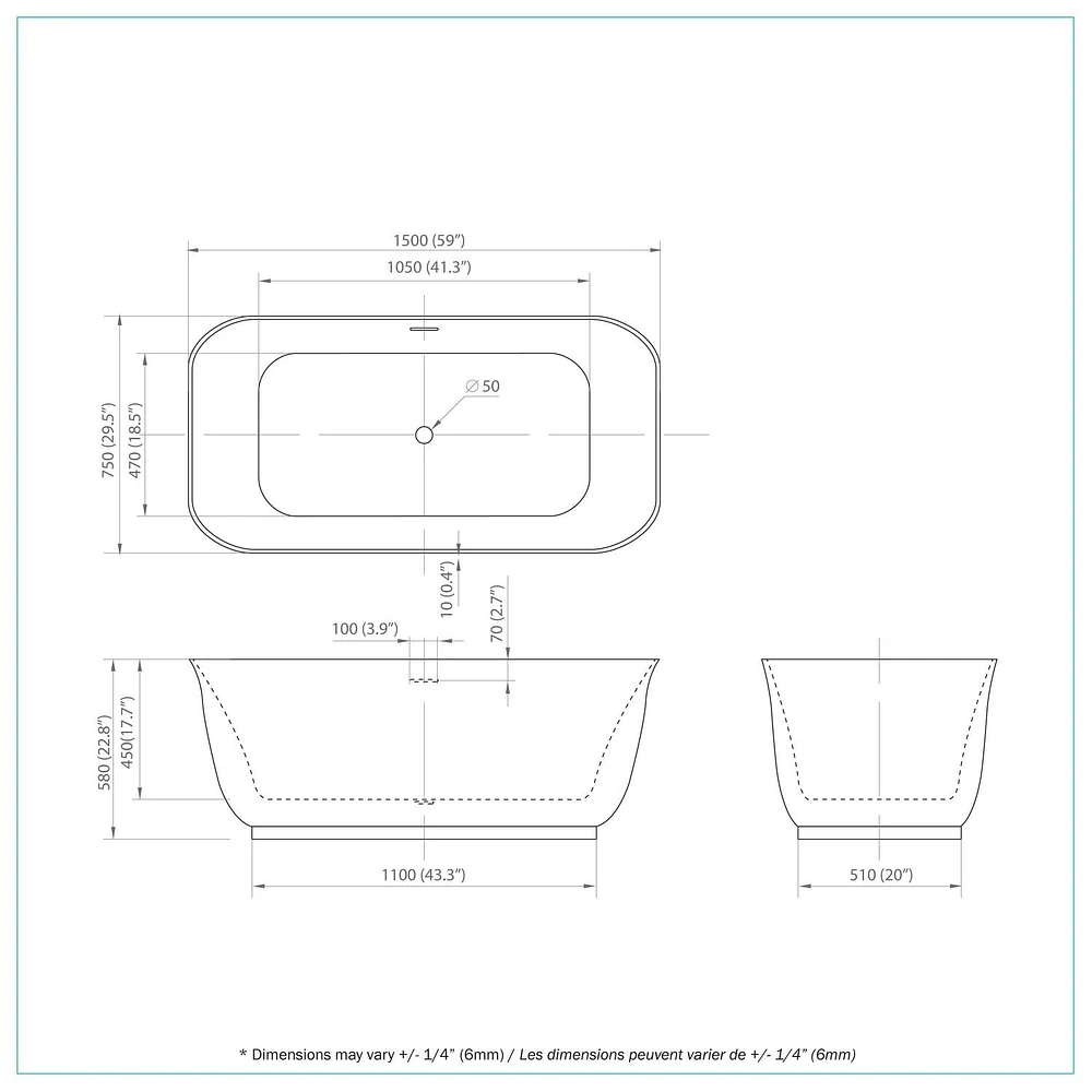 A&E Bath and Shower MINA-59-BLK FREESTANDING BATHTUB