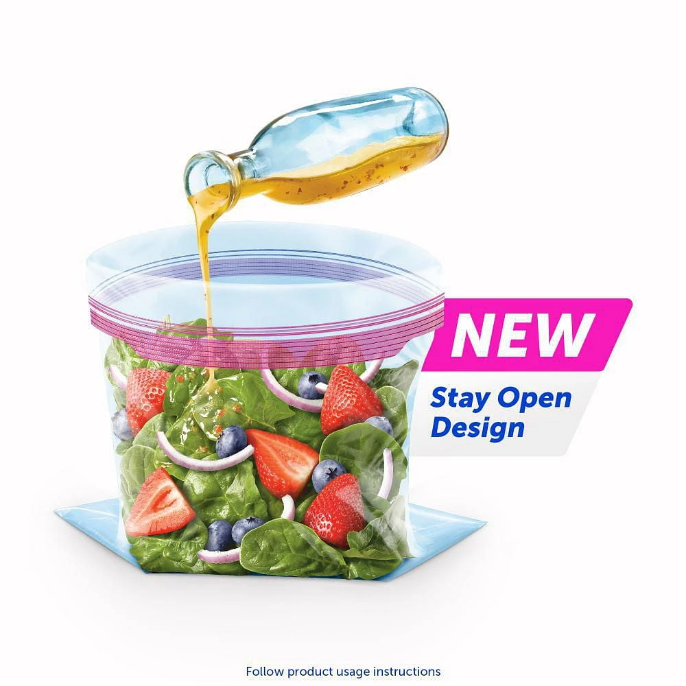 Ziploc® Storage Bags with Stay Open Technology, Large, 19 Bags