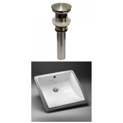 American Imaginations 17-in. W CUPC Square Bathroom Undermount Sink Set In White - Brushed Nickel Hardware - Overflow Drain Incl. AI-31833