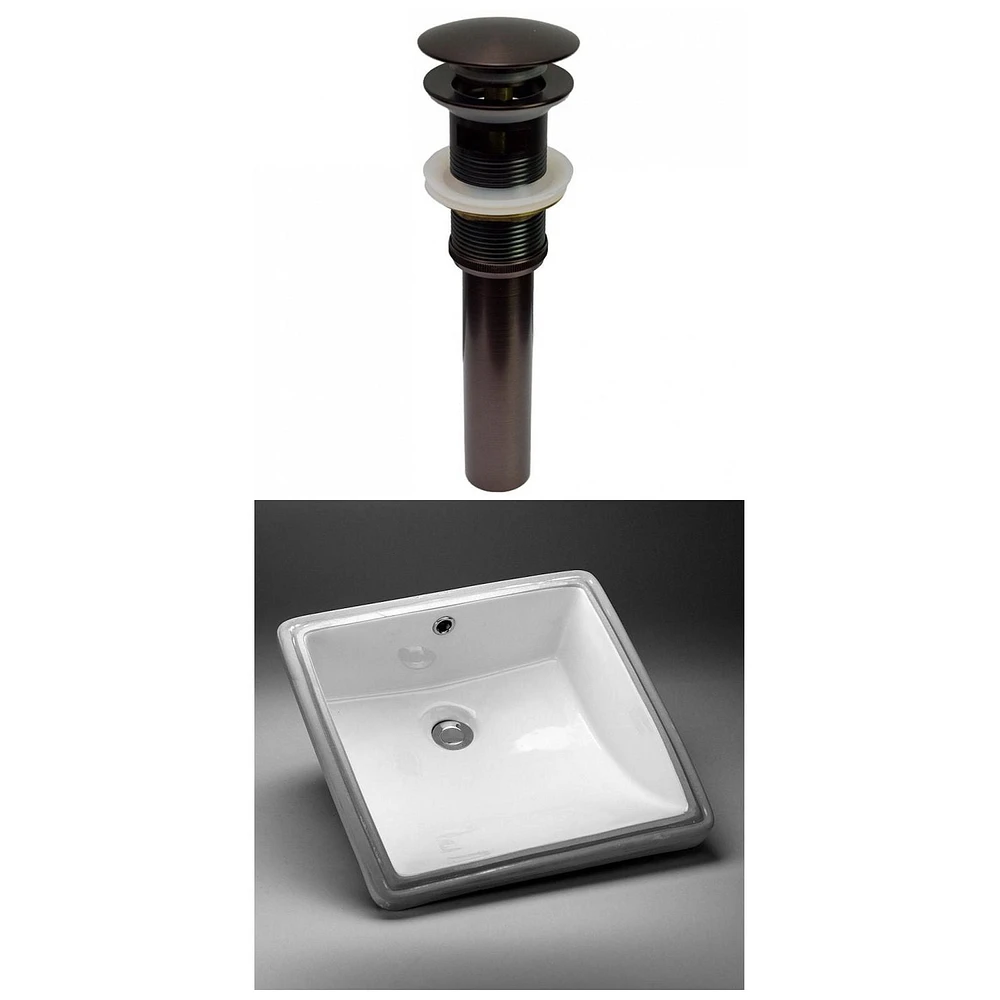 American Imaginations 17-in. W CUPC Square Bathroom Undermount Sink Set In White - Oil Rubbed Bronze Hardware - Overflow Drain Incl. AI-31835