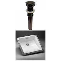 American Imaginations 17-in. W CUPC Square Bathroom Undermount Sink Set In White - Oil Rubbed Bronze Hardware - Overflow Drain Incl. AI-31835