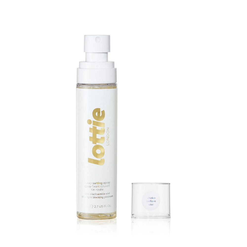 Lottie London - Spray Fixateur Rosé avec Niacinamide et Platine Bloquant la Lumière Bleue (80 Ml) Spray Fixateur Lumineux