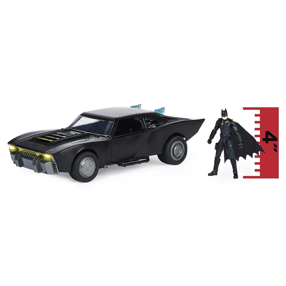 DC Comics, Batman Batmobile with 4” Batman Figure, Lights and Sounds, The Batman Movie Collectible, Kids Toys for Boys and Girls Ages 4 and up