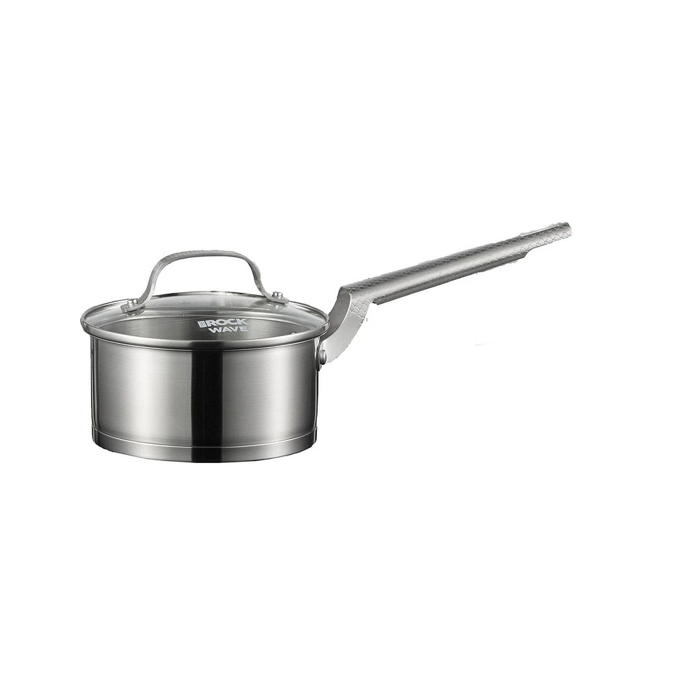 The Rock WAVE Stainless Steel 1.5 Qt Saucepan w/lid, Wave.Tec Non-Slip Grip