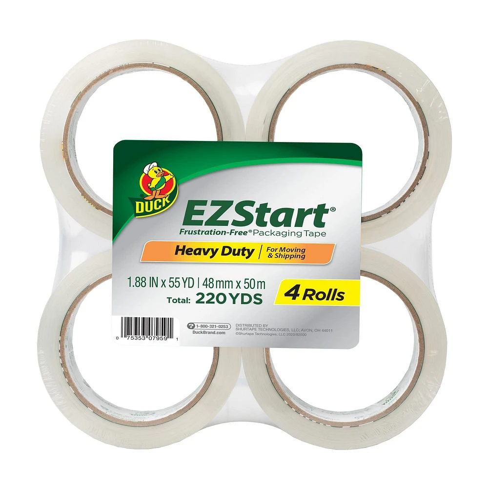 Duck Brand EZ Start Packing Tape - Clear, 4 pk, 1.88 in. x 55 yd., 4 Pack