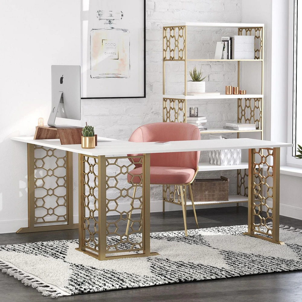 CosmoLiving by Cosmopolitan Ella L Desk, White