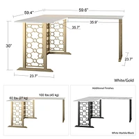 CosmoLiving by Cosmopolitan Ella L Desk, White