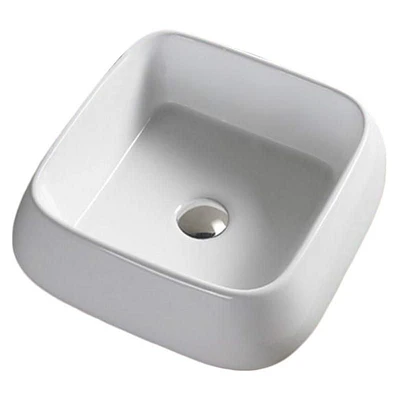 American Imaginations -in. W Above Counter White Bathroom Vessel Sink For Deck Mount Deck Mount Drilling AI