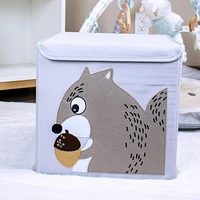 Potwells - Baby Kids Toddler - Cube Toy Storage Box with Lid - Squirrel