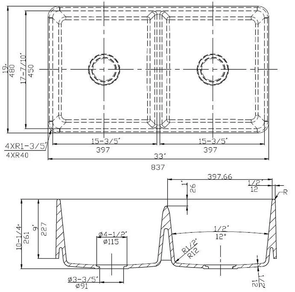 American Imaginations 33-in. W CSA Approved Granite Composite Kitchen Sink With Bowl AI