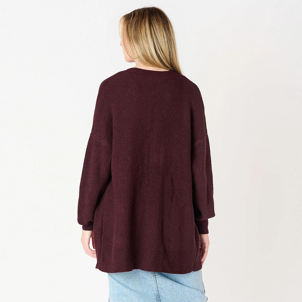 DV L/S Ottoman ribbed cardigan